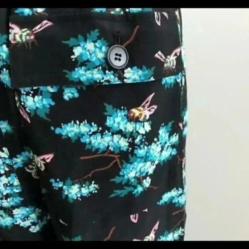 J.Crew Sz 8 Silk straight-leg pant in botanical bees print NWT - Picture 10 of 12